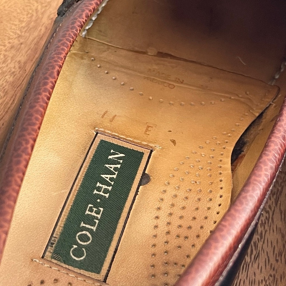Cole Haan Loafers Mens 11 E Black Brown Leather‎ Kiltie Buckle Detail - Picture 7 of 16